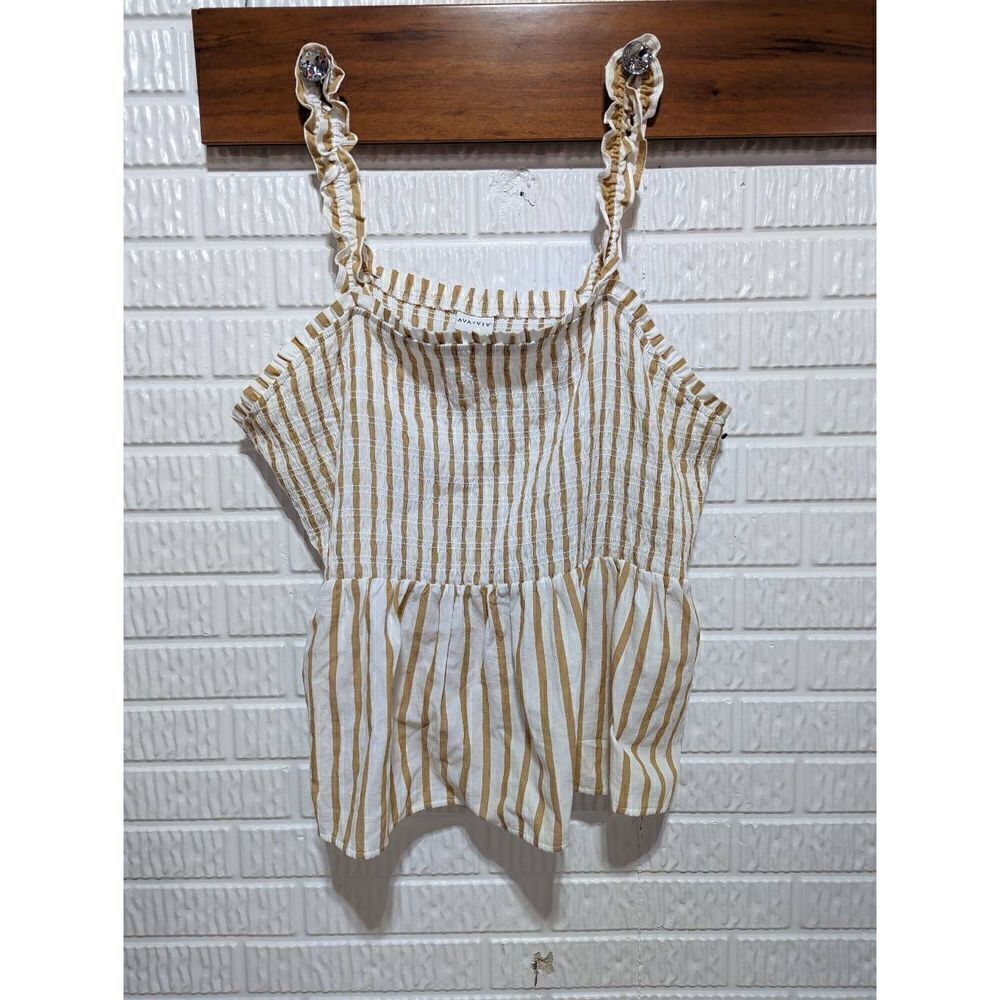Ava & Viv size 4X tan and white striped sun top